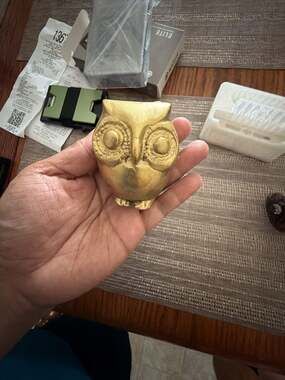 Vintage Interpur Solid Brass Owl Figurine Paperweight
